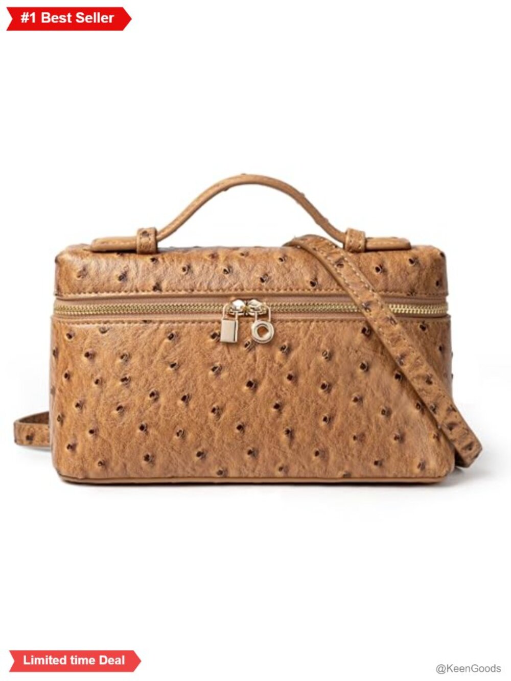 Ostrich Embossed Vegan Leather Crossbody Bag Mini Top Handle Purse Clutch